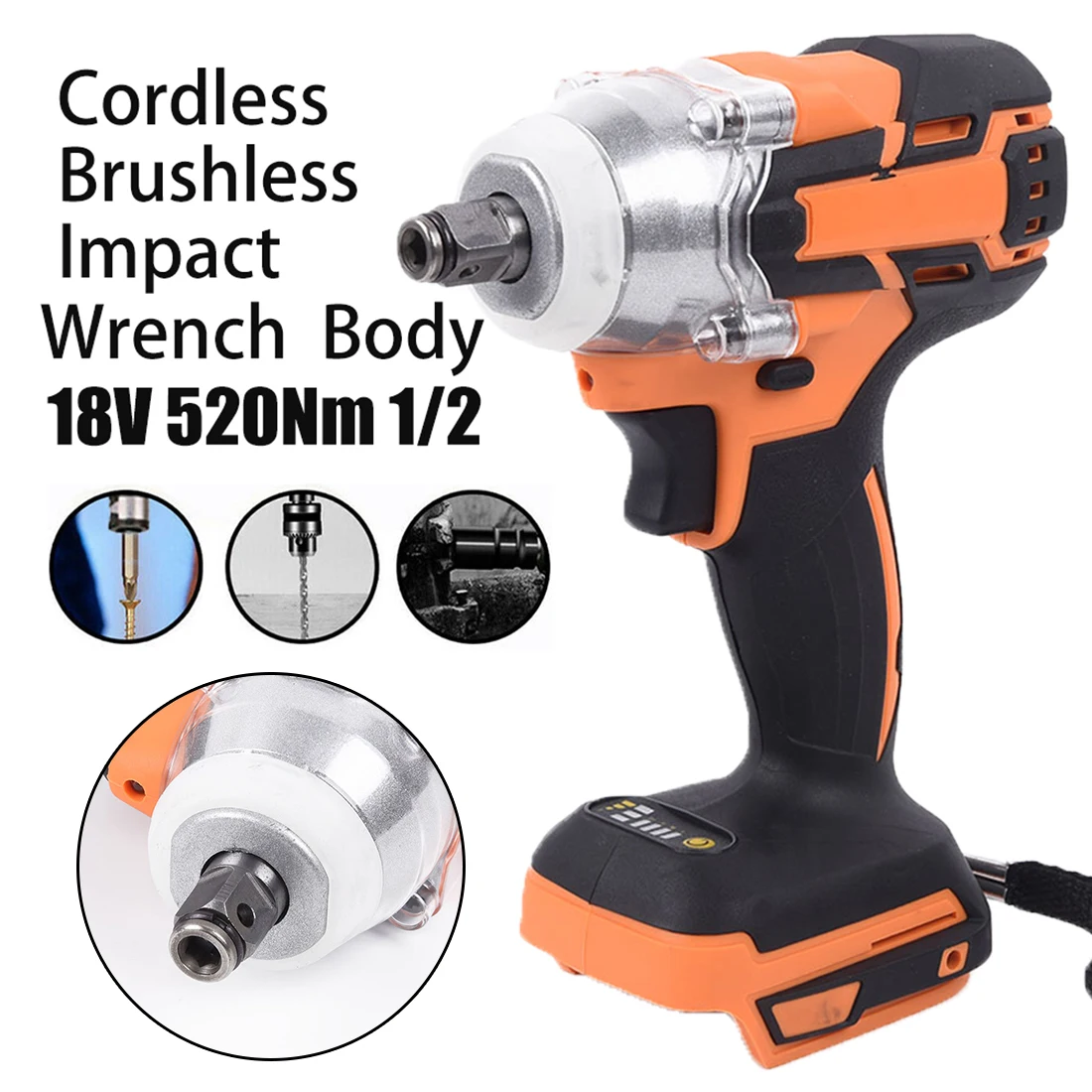 

520Nm High Torque Impact Wrench 18V Brushless Cordless For Makita Battery Parts