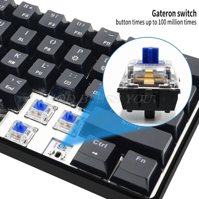 2020 RGB Backlit Bluetooth 5.0 Wireless Dual Mode Mechanical Keyboard,Portable Compact Waterproof Mini Gaming 61 Gateron Keys