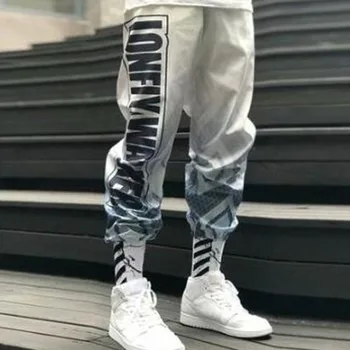 

Mens verão rua ocasional hip hop corredores moletom esportivos S-3XL do punk estilo coreano calças soltas das mulheres do vintag