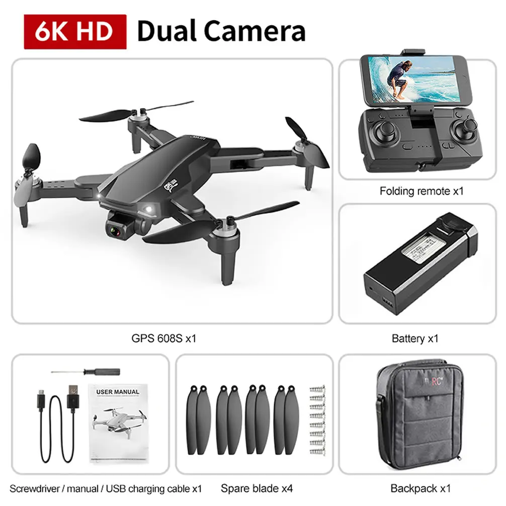 GPS 6K RC Drone UAV with HD Camera Aerial Photography Remote Control Helicopter Quadcopter Aircraft High Quality 3km Flying Dron camera quadcopter drone with camera and remote control RC Quadcopter