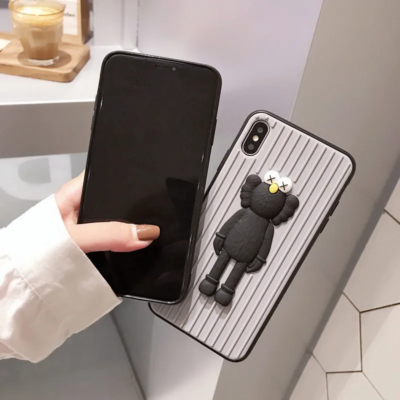 Стерео мультфильм кукла мягкий матовый Силиконовый ТПУ чехол для телефона чехол для iPhone 6 6 plus 7 8 plus X XS XR Max оболочка с полосатым покрытием