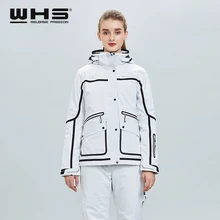 Ветронепроницаемый и водонепроницаемый лыжный костюм на открытом воздухе с одной доской и двойной доской женский белый модный теплый топ пальто, куртка