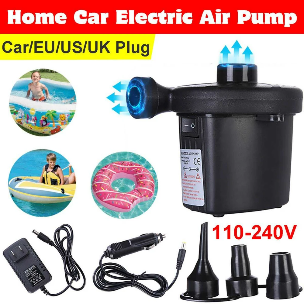 

Electric Air Pump Portable Inflatable Pump Compressor For Mattress Swimming Pool Fast Air Filling Inflator Blower 3 Nozzles