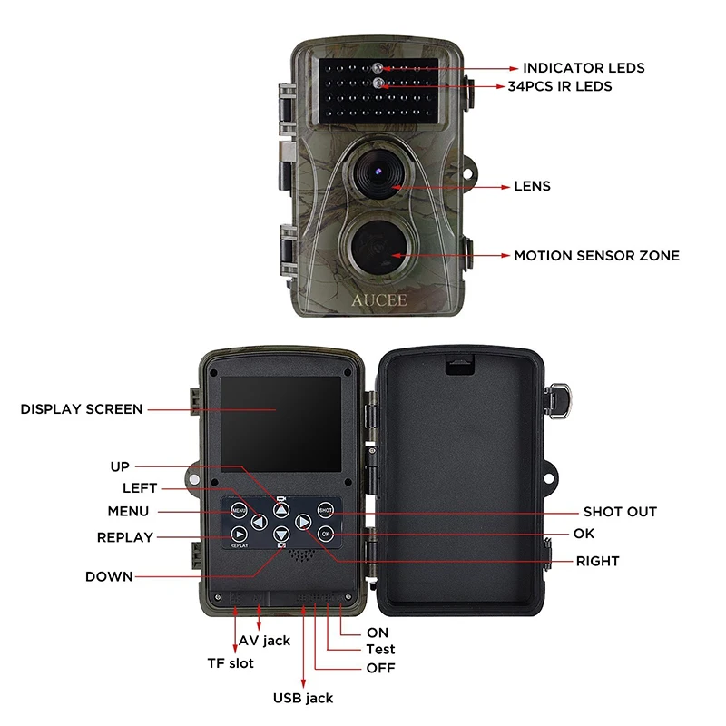 Фотоловушка HD 12MP 1080P Full инфракрасная XT-453 охотничья камера 2,4 дюймов ЖК-экран IP56 Водонепроницаемая камера дикой природы