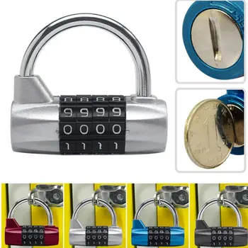 

Solid 4-Digit Combination Security Padlock Resettable Lock Alloy Waterproof Keyless Lock Suitable for Sheds Storage Unit