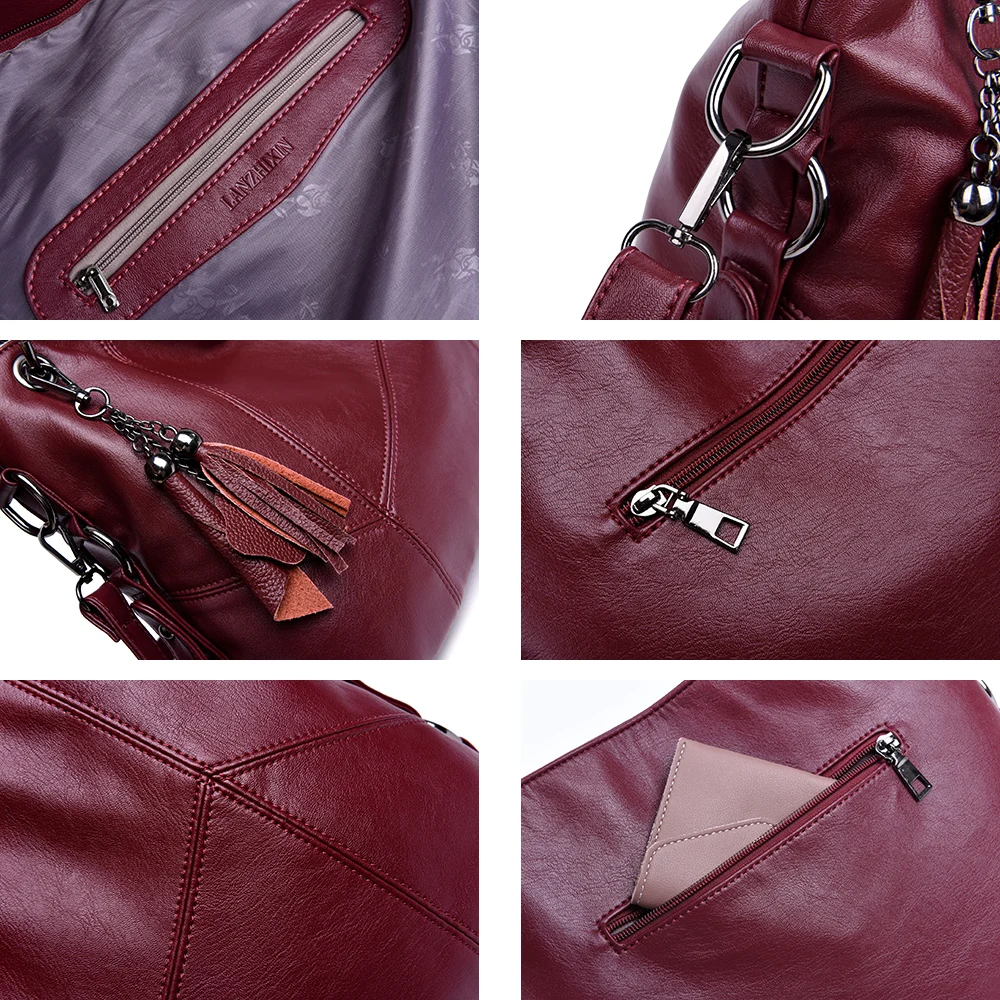 Lanzhixin женские кожаные сумки мессенджеры дизайнерская сумка через плечо женская с - Фото №1