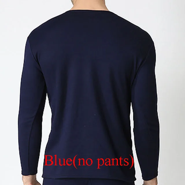 Blue(no pants) Осенне-зимнее термобелье 5XL 6XL 7XL 8XL 9XL круглый вырез бюст 180 см плюс размер флис большой размер мужские кальсоны - Цвет: Blue(no pants)