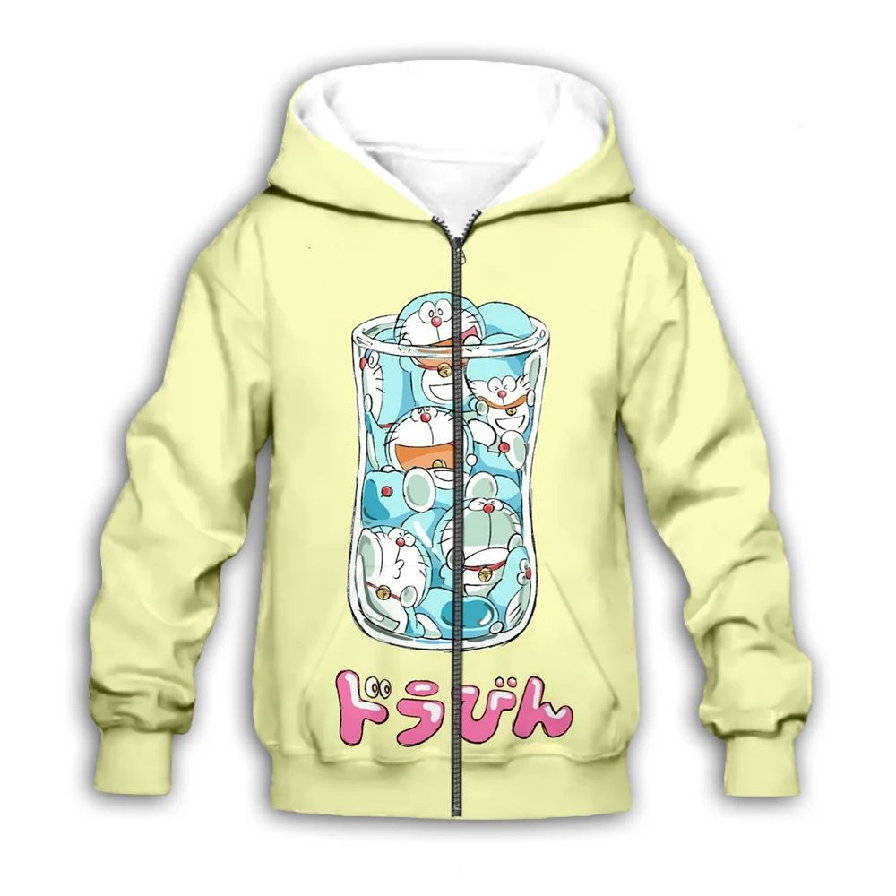 Kawaii Doraemon/Детские толстовки с капюшоном с 3d принтом в стиле аниме; толстовка для маленьких мальчиков и девочек с героями мультфильмов Nobita Nobi; комплект уличной одежды; пуловер