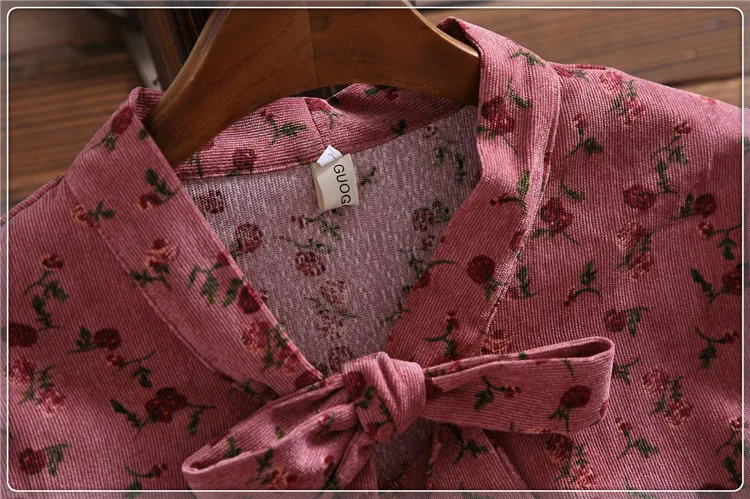 Женское зимнее платье с розовыми цветами, винтажные платья, женские длинные вельветовые платья с рукавом-фонариком и цветочным принтом