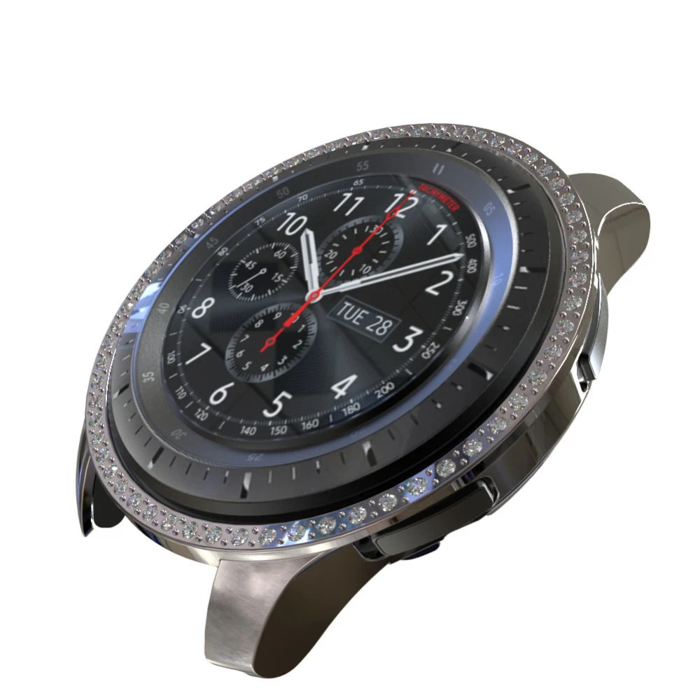 Защитный чехол для samsung Galaxy Watch 46 мм 42 мм Алмазный чехол s Смарт-часы Защитная крышка жесткая Рамка ПК Бампер оболочка 42 46 - Цвет: Gray