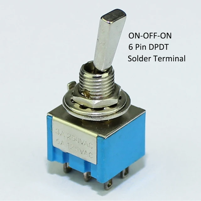 5PCS Mini Toggle Switch SPST Flat Handle ON OFF Latching 2 Position 2 Pin For Car Truck With Solder Terminals MTS-203-F1