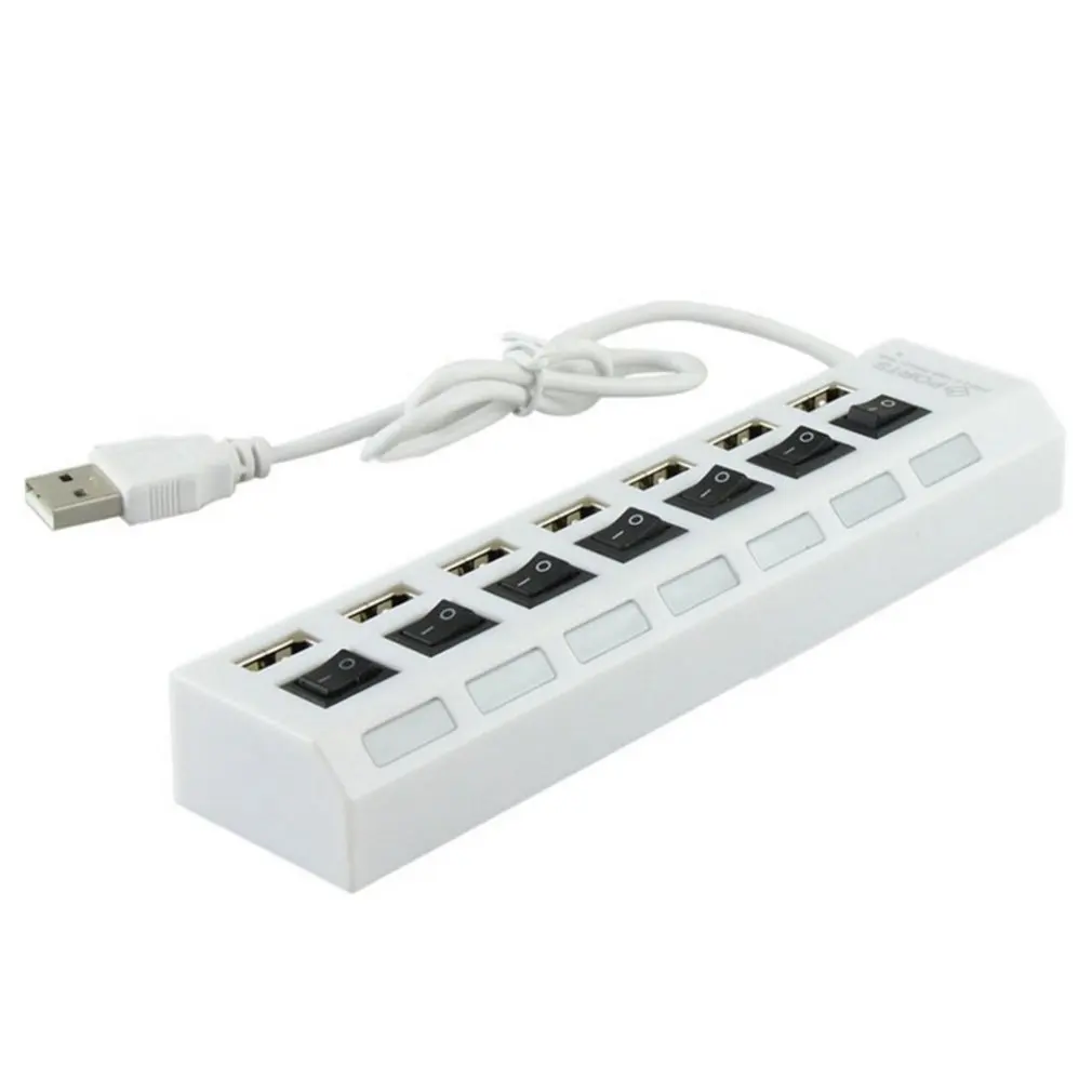 USB 3,0 концентратор 2,0 концентратор Мульти USB разветвитель 7 портов расширитель несколько USB 3 концентратор с адаптером питания USB3.0 концентратор с переключателем - Цвет: Белый