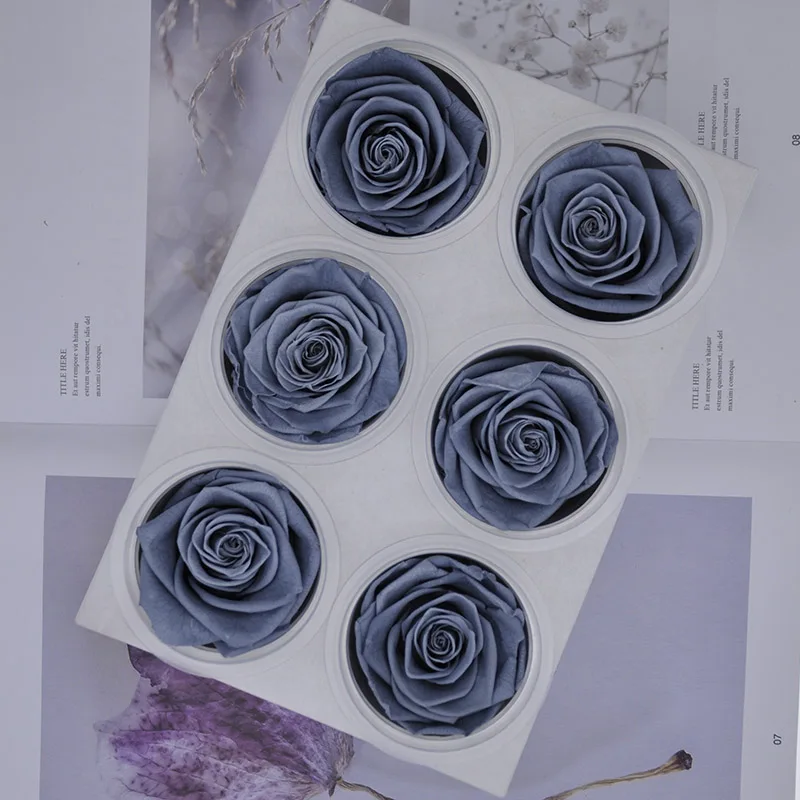 6pcs/box Flowers Rose 5-6CM Preserved Eternal Roses Box Christmas Valentine's Gifts Forever Everlasting Rose Flowers - Цвет: 26