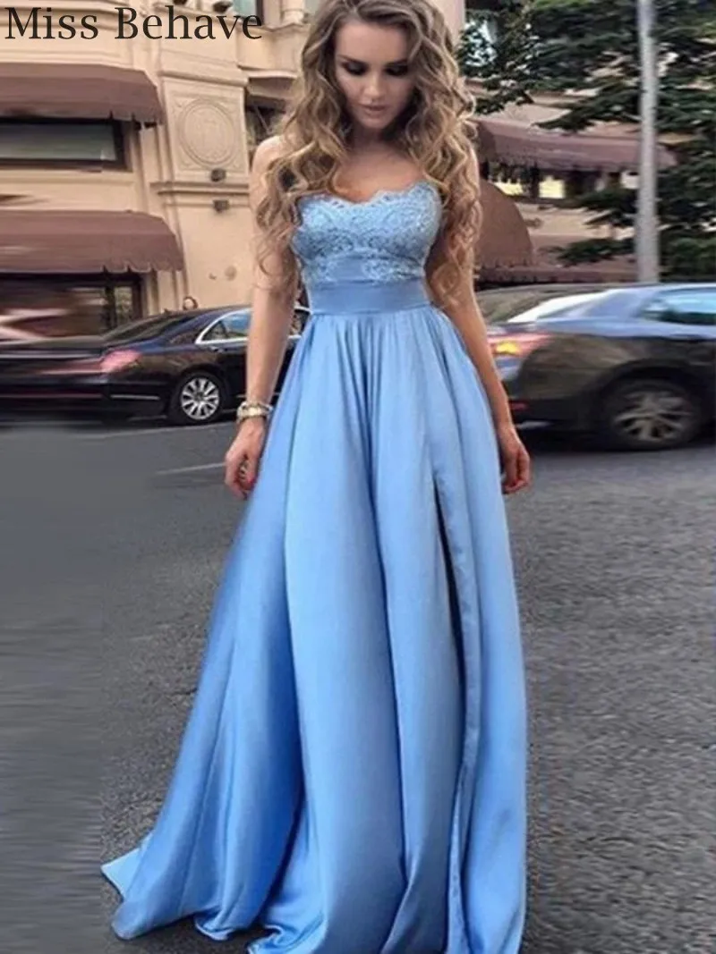 

DD JYOY Satin Evening Dress Long 2019 Simple Design Lace Body Elegant Long Formal Dress Evening Gown Party Zipper Back