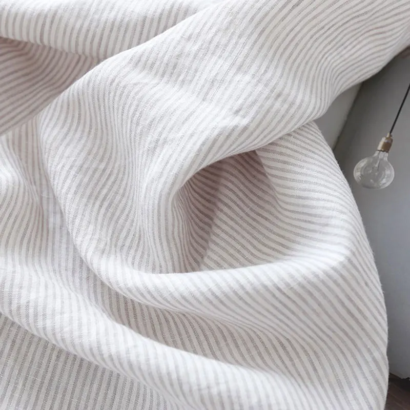 1 м Экстра ширина 110 дюйма 280 см льняная ткань фермент камень вымытый серая полоса 165gsm вес для домашнего и чайного полотенца DIY