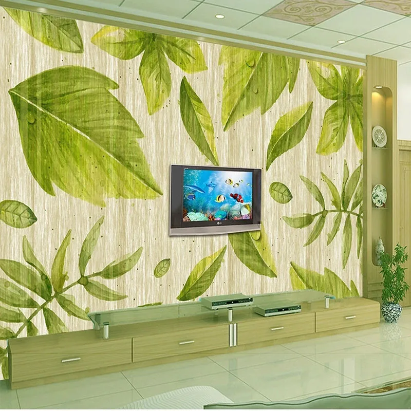 

Custom 3D Wall Murals Wallpaper Art Watercolor Leaf TV Background Self-Adhesive Stickers Papel De Parede Sala Tapety Home Décor