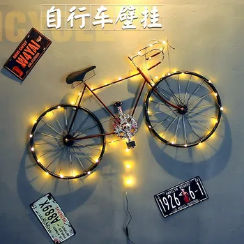 

loft industrial wind wall decorations interior wall wall bar creative wrought iron bicycle soft pendant