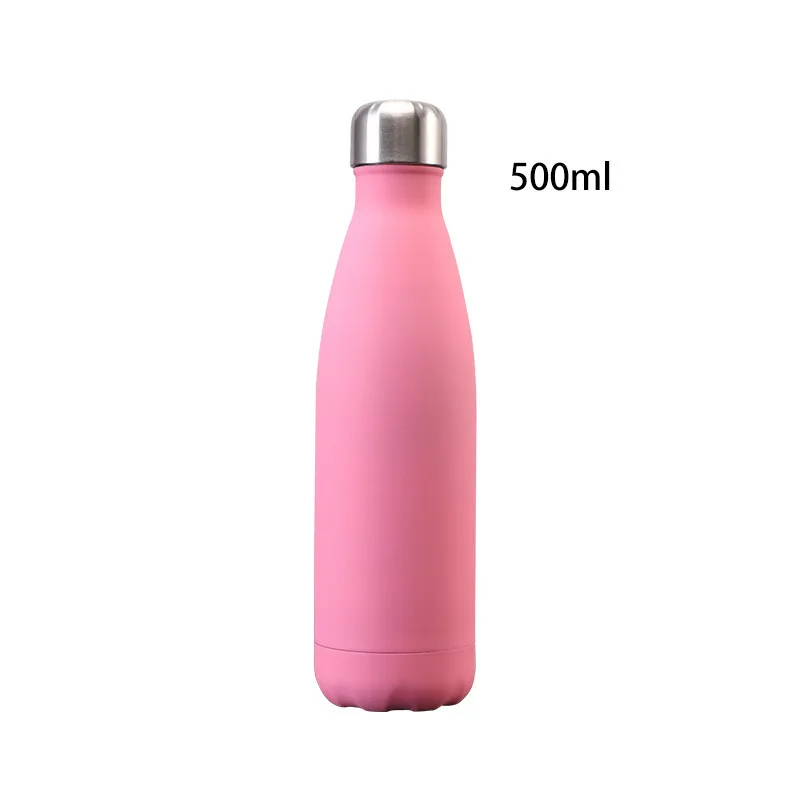 FSILE 500 мл My Bottle бутылка для воды из нержавеющей стали спортивный термоизоляционный шейкер для напитков бутылка для детей Питьевая Посуда для напитков - Цвет: Cherry powder