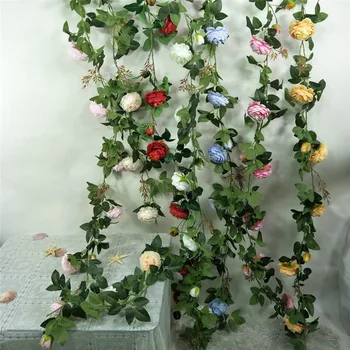 

180CM Artificial Plants Peony Leaves Vine For Home Wedding Decor Wholesale Diy Hanging Garland Artificial Flowers