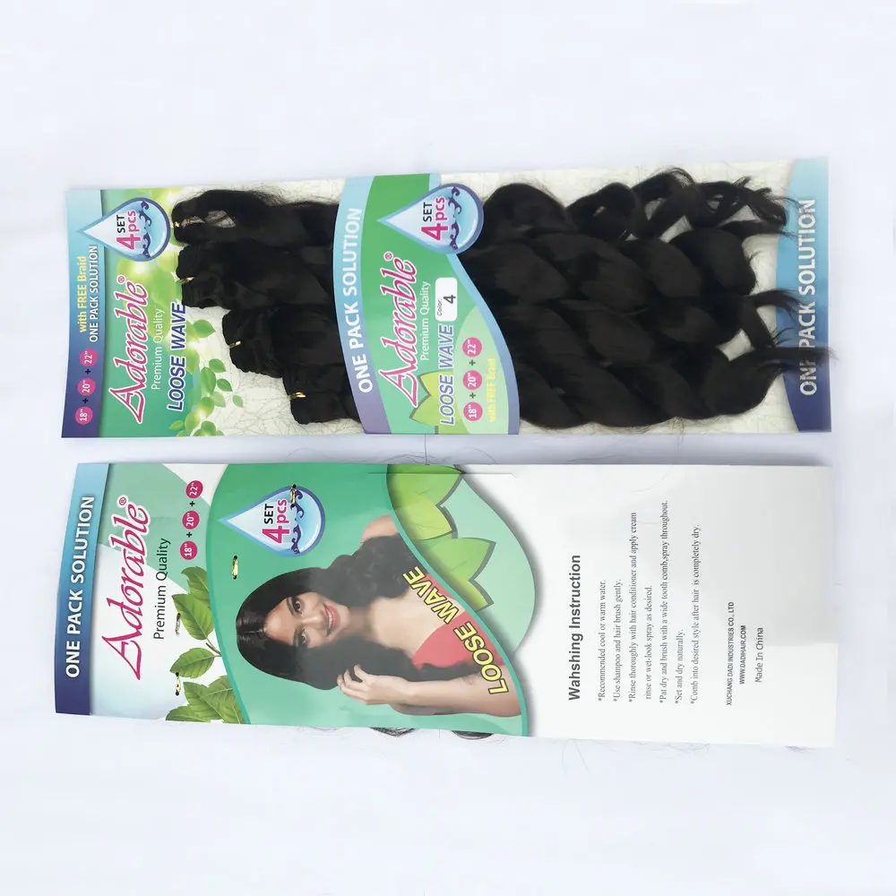 Adorable Synthetic Hair Extension/LOOSE WAVE 4PCS+1 Set /18-22inch Weave Bundles With Brade African American Afro