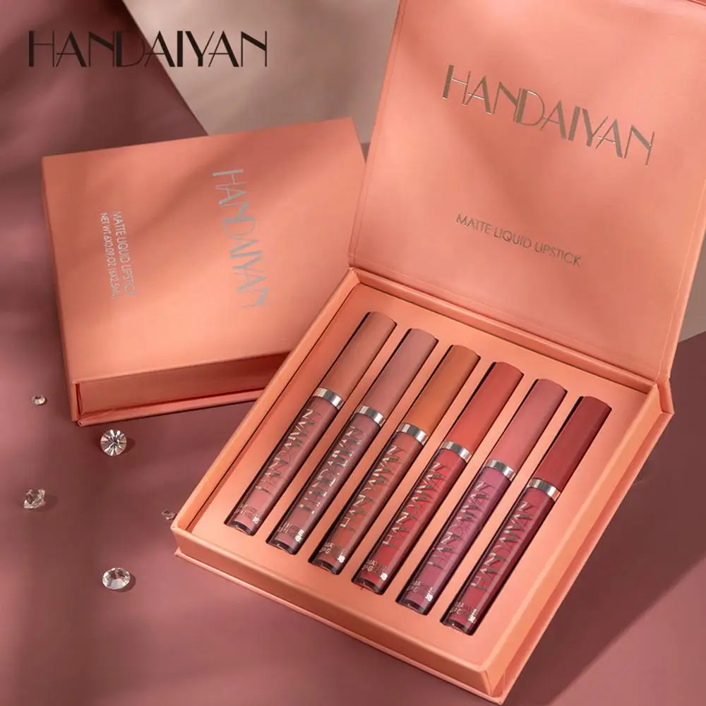 

6-Color Lipstick Makeup Set Matte Lip Gloss Set Non-greasy Long Lasting Make Up Red Lip Gloss Lip Makeup Lip Stick