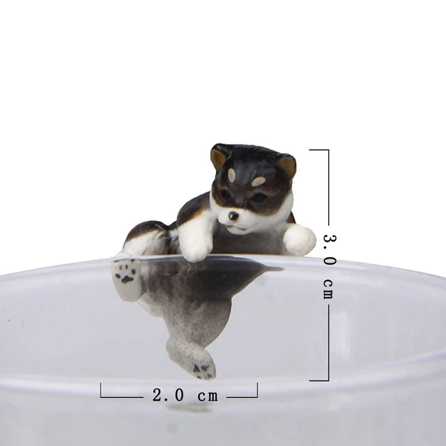 New cute pets puppy Shiba Inu on the edge of cup glass Model figures dog figurine Christmas Gift Kids Toy Cute Animal Model 6