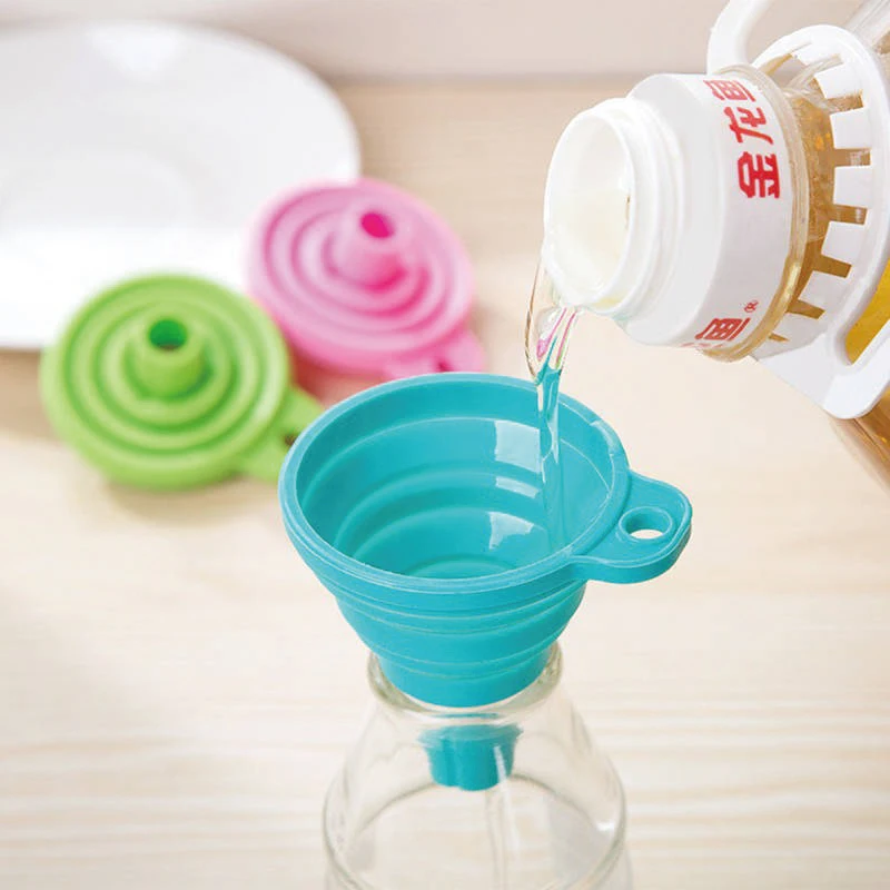 1pcs Foldable Funnel Silicone Portable Funnels Household Liquid Oil Dispensing Tools Kitchen Mini Funnel Cooking Tools Acces