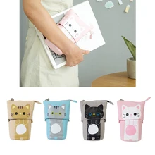 

2 Cute Animal Kitten Cat Canvas Pencil Case Zip Cosmetic Make Up Bag Pen Pouches