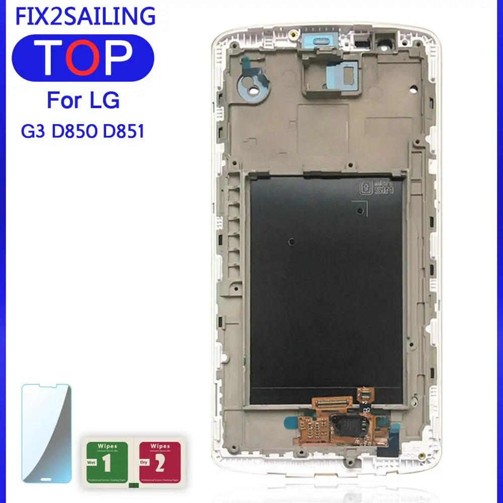 

New 100% Tested Working LCD Display Touch Screen Digitizer Frame Replacement Panel Full For LG G3 D850 D851 D855 D858