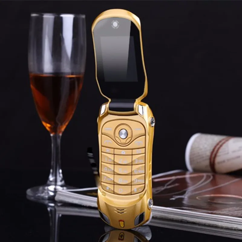 gold Newmind F15 Флип Мобильный телефон Dual Sim светодиодный светильник 1,8 ''экран роскошный автомобильный мобильный сотовый телефон флэш-светильник - Цвет: gold