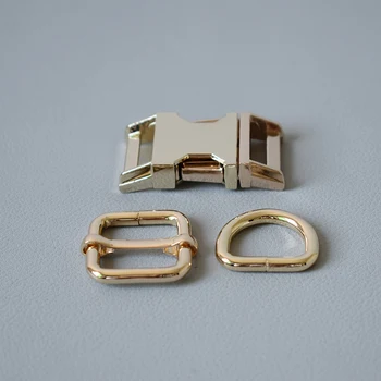 

10 sets (metal buckle+adjust buckle+D ring/set) 20mm DIY Dog Collar diy emboitement zinc alloy buckle adjust buckles Gold