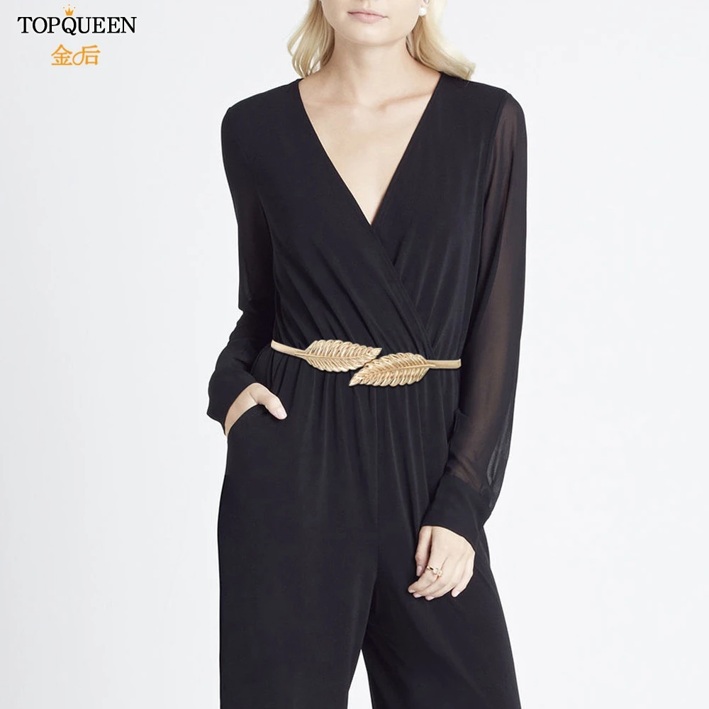 TOPQUEEN S448, эластичные женские ремни, золотые, серебряные, с цепочкой, на талии, с металлической пластиной, женское платье, ремни, высокое качество, тонкие, тянущиеся ремни