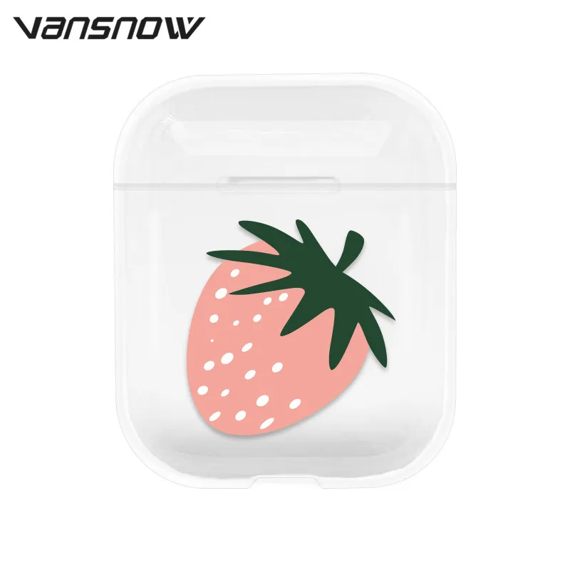 Strawberry Для AirPods чехол из прозрачного силикона с рисунком Беспроводной Bluetooth зарядным устройством чехол s для Airpods 2/1 Air стручки чехол Крышка - Цвет: Strawberry