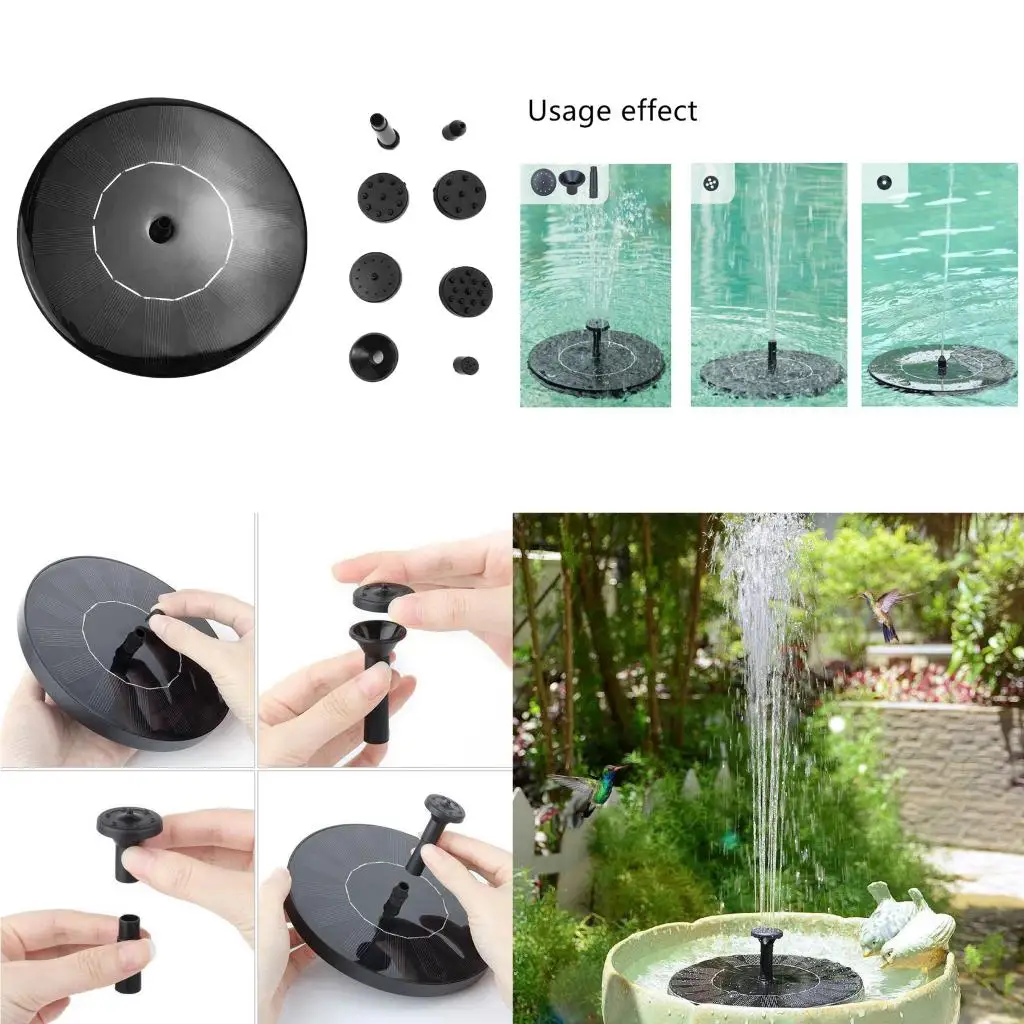 

1.5W Solar Powered Floating Fountain Pump Bird Bath Fountain Water Pump for Birdbath Small Pond Garden Decoration