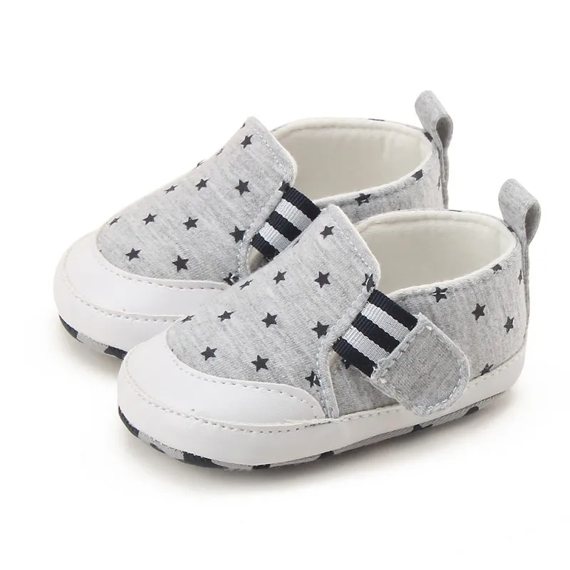  Summer Baby Stars Pattern Soft Slip-on Bottom Walking First Walkers Boys Girls Anti-Slip Sneakers S