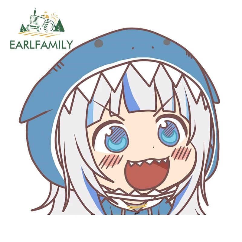 Earlfamily 車のステッカー かわいい Gawr Gura Hololive用の13cm X 12 2cm 車両の窓のバンパー 防水装飾 アニメ Car Stickers Aliexpress