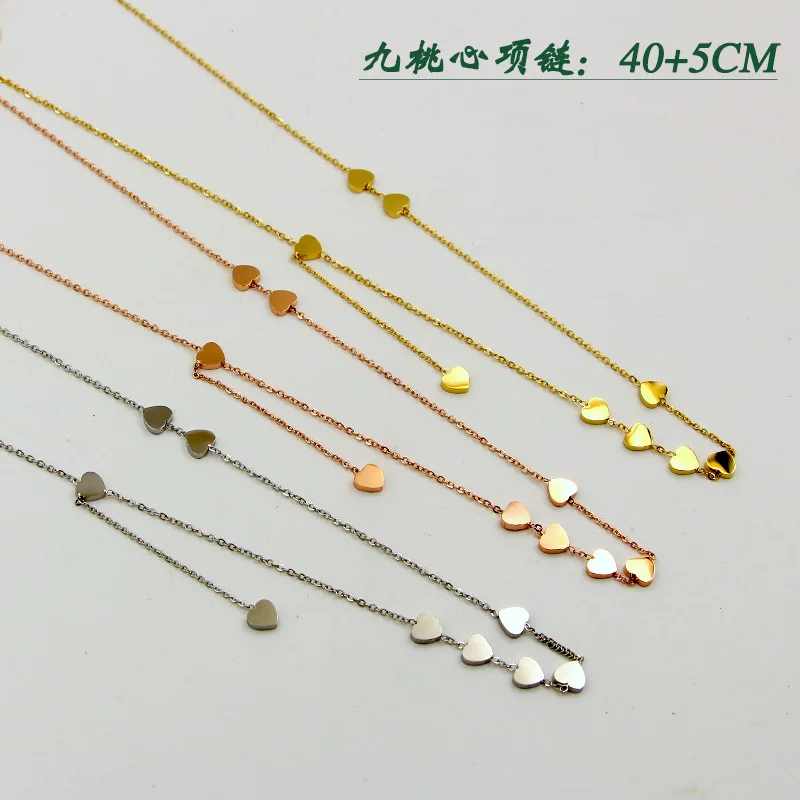 Подвески в виде сердца ожерелья подарок любви нержавеющая сталь 45 см + 5 длинные