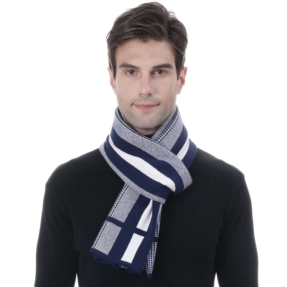 

Luxury Brand Winter Men Scarf Knit Cashmere Scarves Striped Bufandas Male Casual Tassel Shawl Man Business Scarf Pashmina