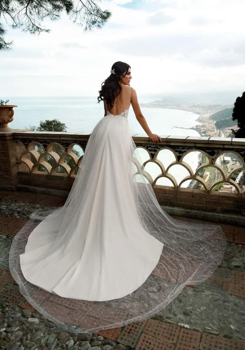 High Split Lace Appliques A Line Wedding Dresses Beach Summer Bridal Gowns Sexy Spaghetti Straps Open Back Boho Wedding Dress (4)