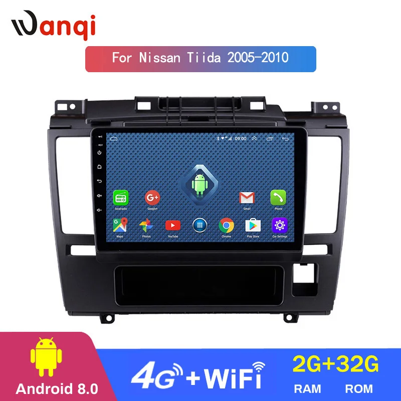 4G 3G WIFI All Netcom 2+32G 9 inch Android 8.0 full touch car multimedia system for 2005-2010 Nissan Tiida