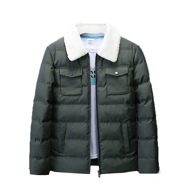 

2019 winter new men's fur collar slim cotton jacket men's warm and windproof casual cotton men's fashion thick cotton jacket