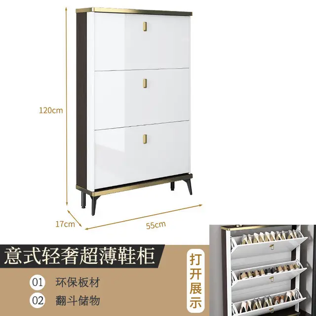 Living Room Household Furniture Ultra-thin Shoe Cabinets Dormitory Hallway Porch Shoe Shelf Small Apartment Hotel Storage Rack 55-17-120 cm