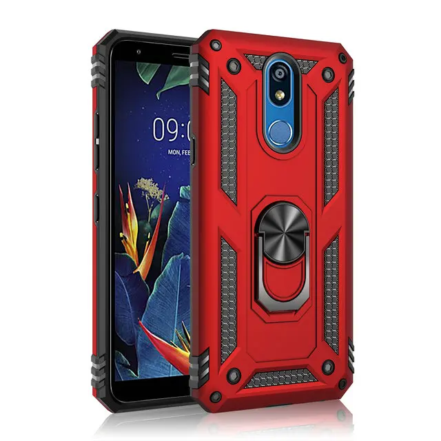 Роскошное металлическое кольцо для LG K40 чехол LG X4 чехол LM-X420EMW X420EW магнитный автомобильный держатель для телефона LG K 40 чехол LGK40 40K Coque - Цвет: Red case