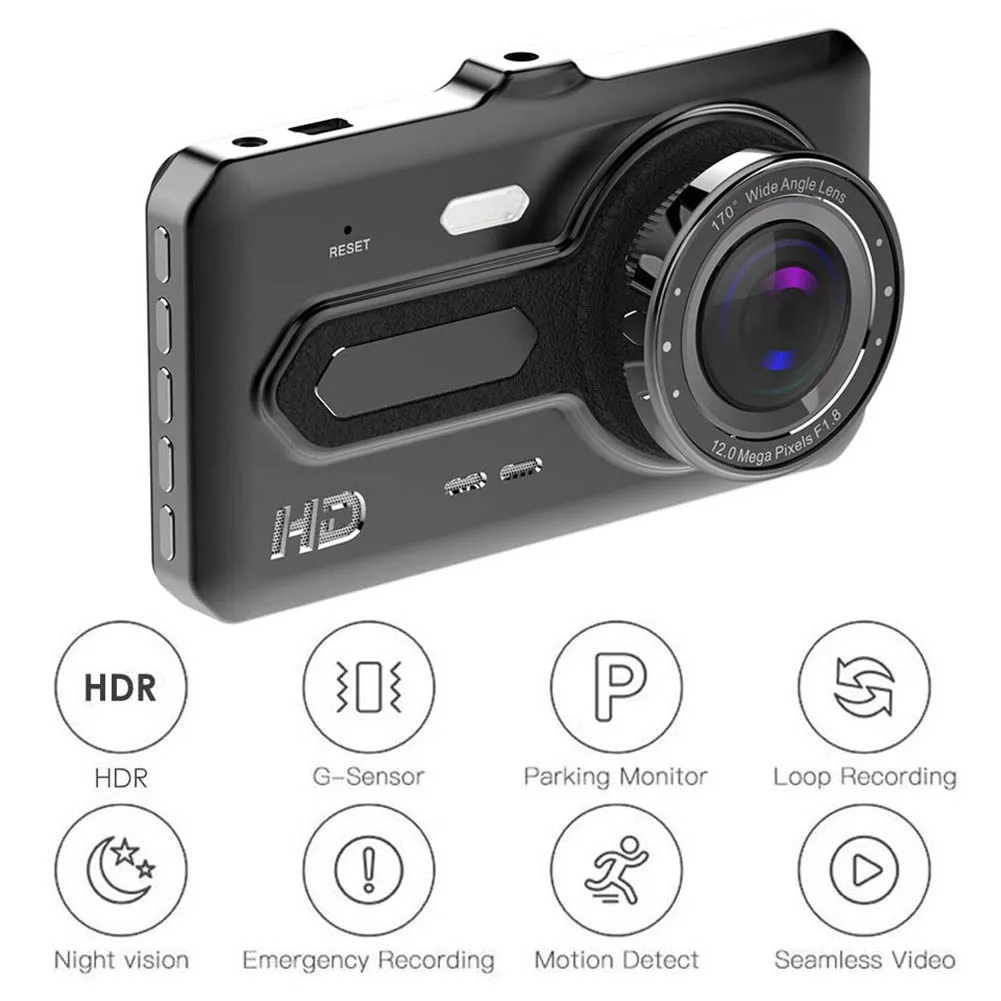 4 дюйма авто HD Сенсорный экран DVR Камера G-Сенсор Dual Dash Cam Видео Регистраторы регулятор для автомобильных электрических аксессуары