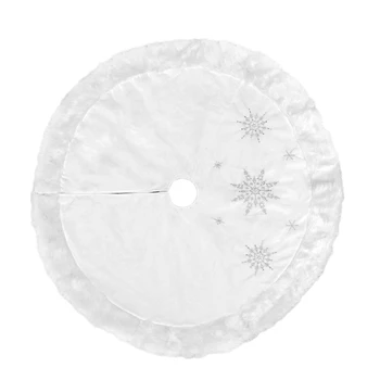 

Snowflake Christmas Tree Skirt, Plush Christmas Tree Skirt, Suitable for Holiday Christmas Tree Decoration