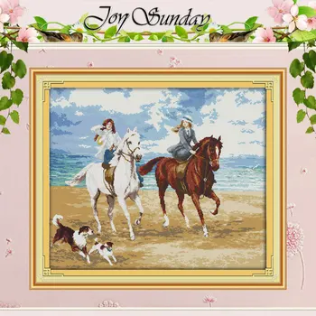 

The Horse Riding Women Counted Cross Stitch DIY 11CT 14CT Cross Stitch Set Wholesale Cross-Stitch Kits Embroidery Needlework