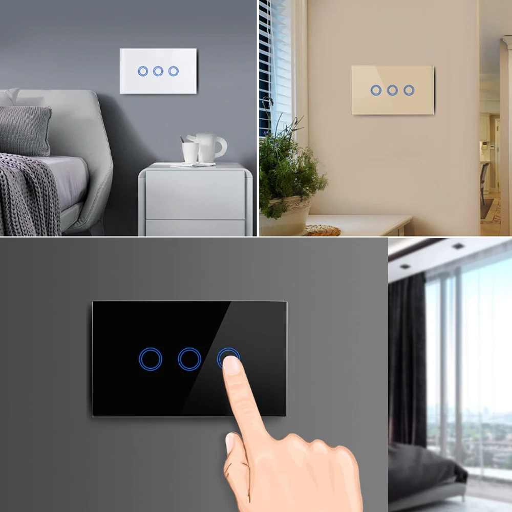 Gang1/2/3 Way светодиодный Кристалл Стекло Smart Touch Панель светильник Сенсорный экран настенный выключатель
