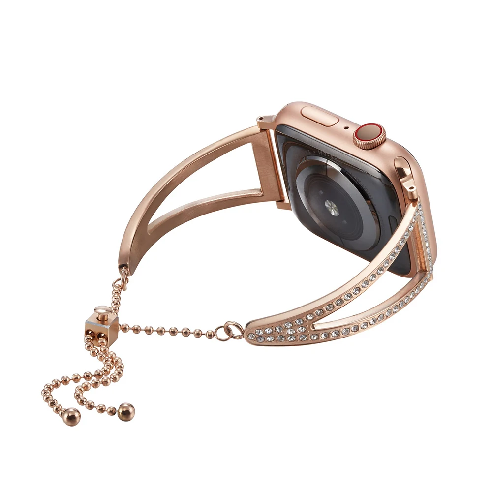 Женский ремешок для Apple Watch 38 мм 42 мм 40 мм 44 мм рифленая нержавеющая сталь Ремешок модный металлический браслет для Iwatch серии 5 4 3 2 1