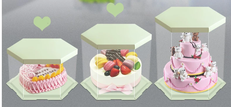 1,PET hexagon round Print transparent cake box,butterfly,Clear,681012 inch,exhibition,Storage,packaing,plastic,Holiday supplies,Birthday Cake,Party,wedding,gift,Flower,  (10)