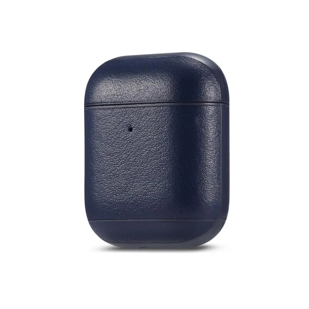 Роскошный кожаный чехол для наушников чехол для Apple Airpods Наушники Аксессуары Бизнес чехол для гарнитуры для Airpods 2/1 жесткий чехол - Цвет: dark blue